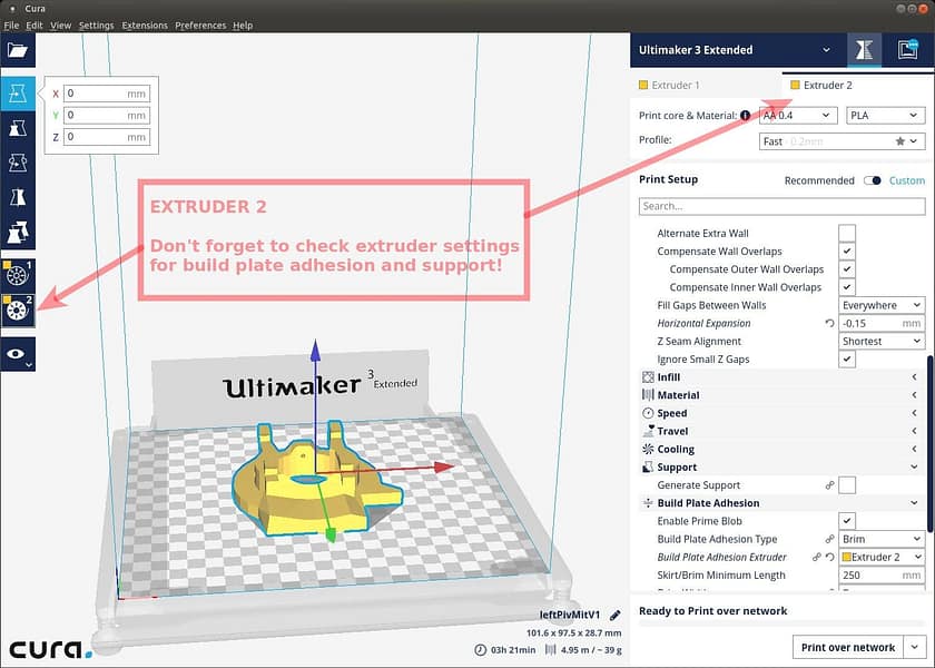 CURA Extensive customization options: