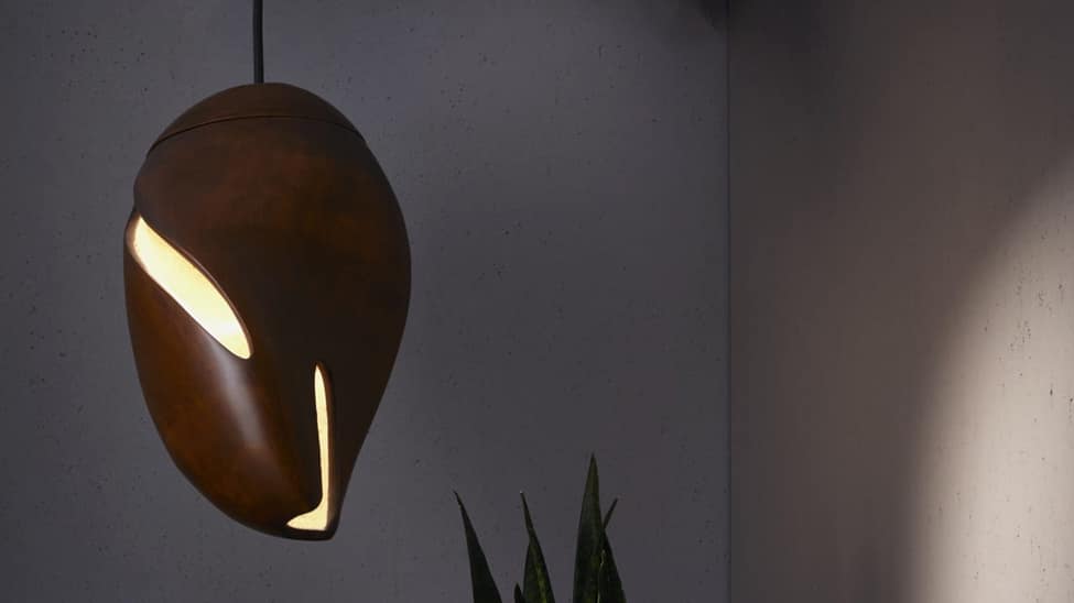 Waste sawdust is transformed into beautiful wooden lights and guitars using a 3D printing technique.